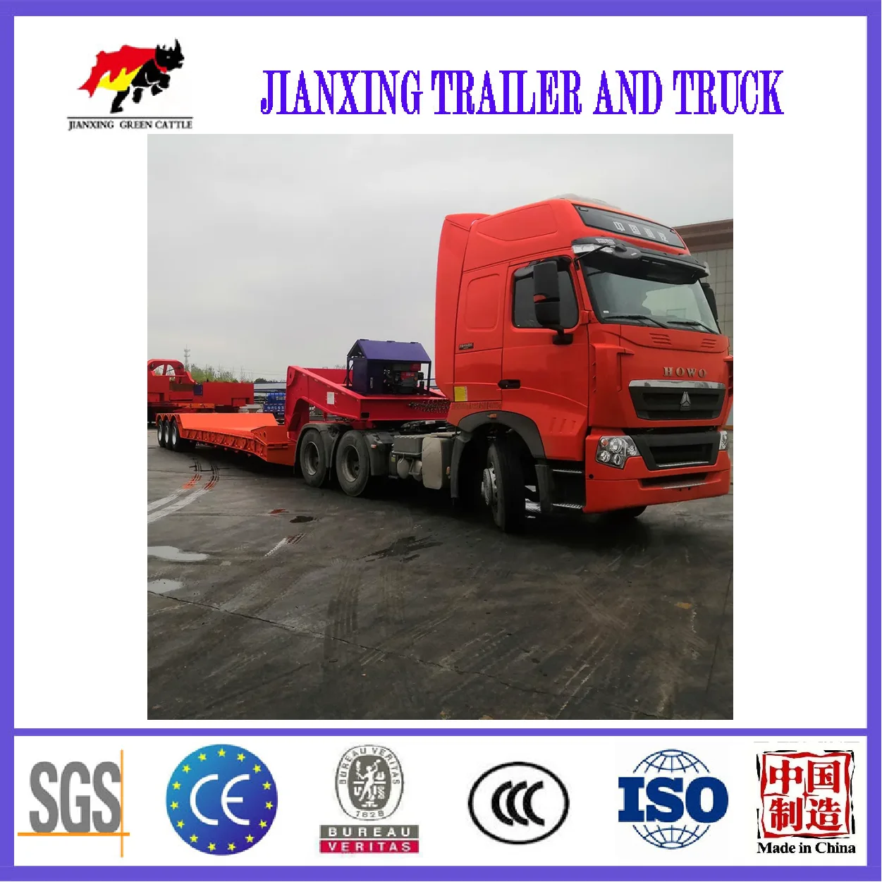 3 Axles Drop Deck Lowboy Semitrailer Low Platform For Sale Heavy Duty Excavator Trailer Transport