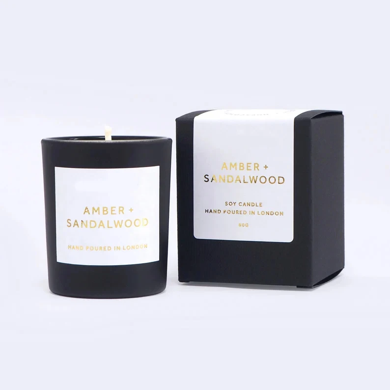 Свечи частной марки, ароматизированные свечи из натурального соевого воска с матовыми черными баночками