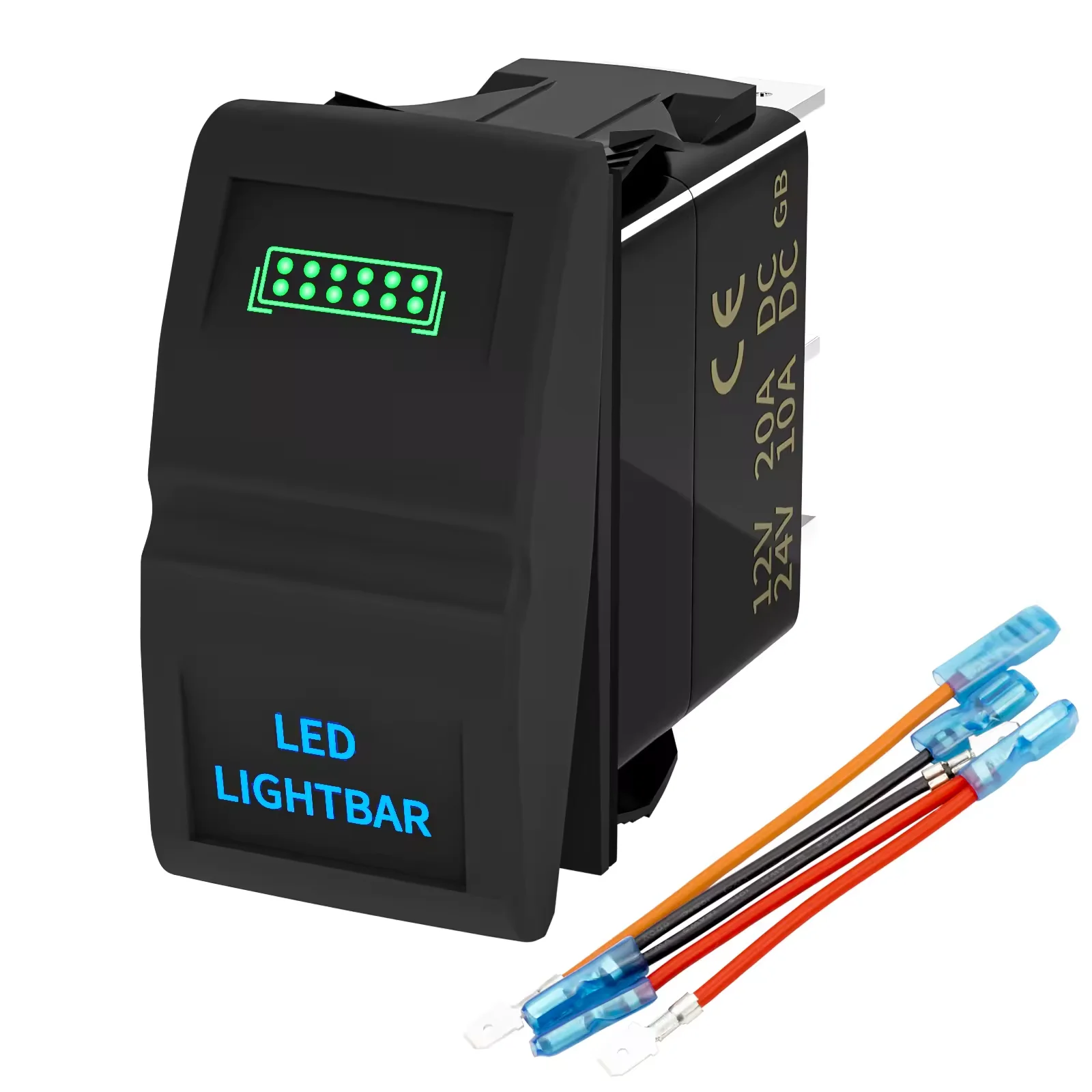 12V 20A Waterproof ON/Off 5 Pin Rocker Switch with 12 Volt Dual Color LED Blue & Green for Car Jeep Auto Marine Boat