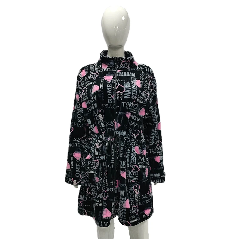 Super Soft Keep Warm In Winter high quality polyester luxury bathrobe and womens zipper sleepwear