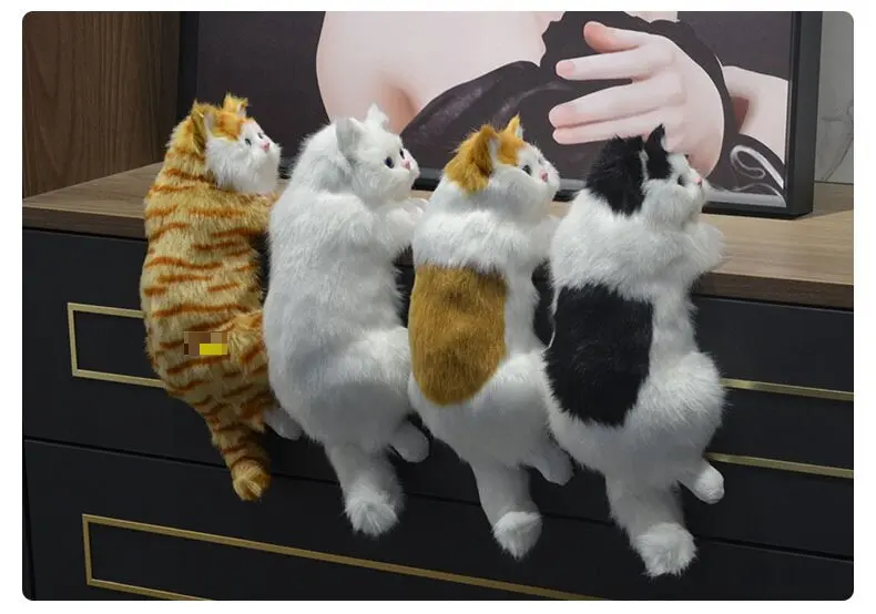 Simulation Cat Dolls Fur Lifelike Animal Product Model Desktop Fake Cat Doll Toy For Birthday Gift Home Decoration