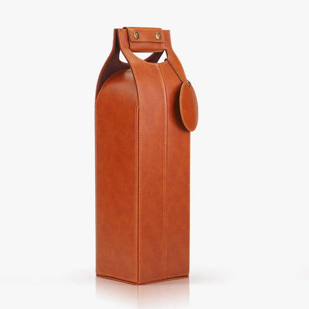 Custom PU leather travel gift bag for single wine bottle