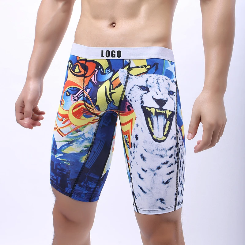 
High Quality Boxer Shorts Custom Logo Brands Underwear Oem Serive Breathable Solid Boxer Briefs for Men Polyester Classic Linger 