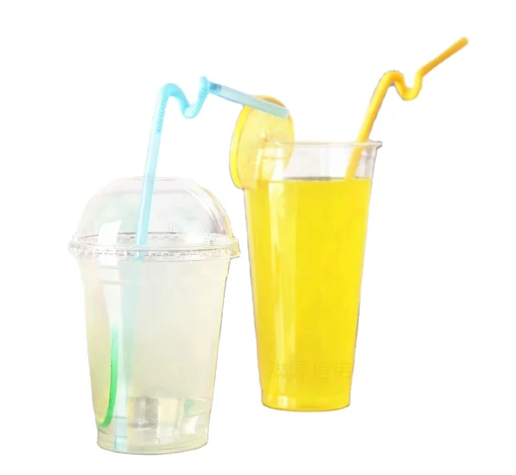 Disposable Clear Boba Juice Milktea Plastic Cups With Flat And Dome Lids 5oz 6oz 8oz 24oz 32oz
