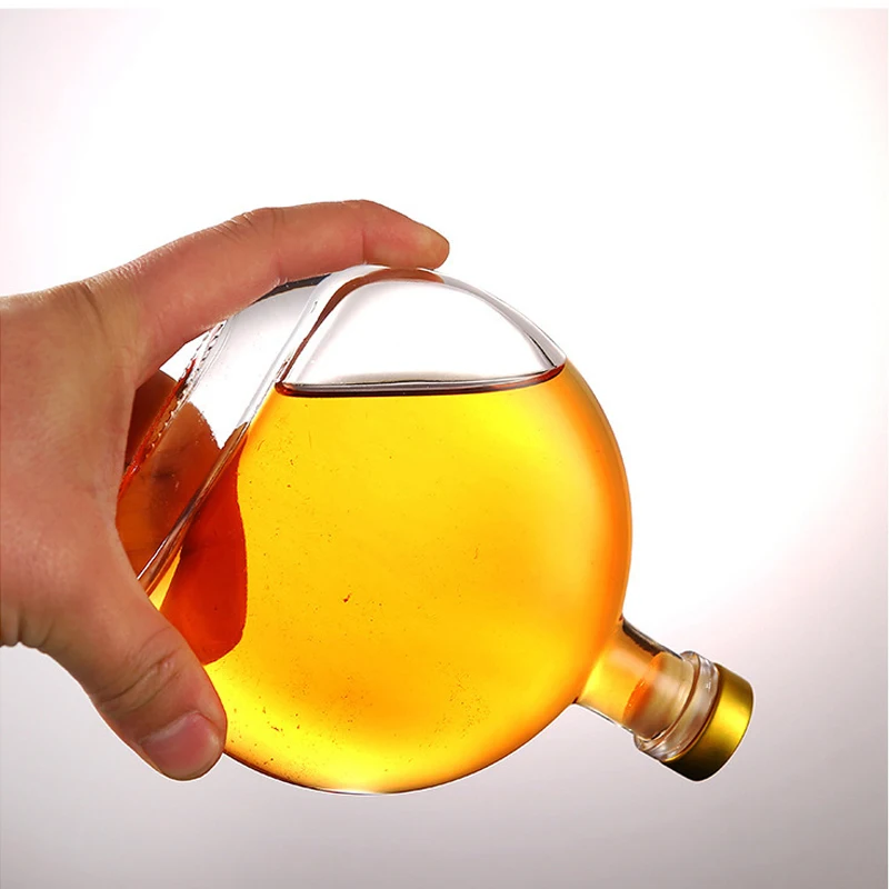 Round Flat Shaped Liquor Vodka Glass Bottle 500ml Factory Direct Sale Fruit Wine Bottle Clear Spirits Glass Bottle Customizable