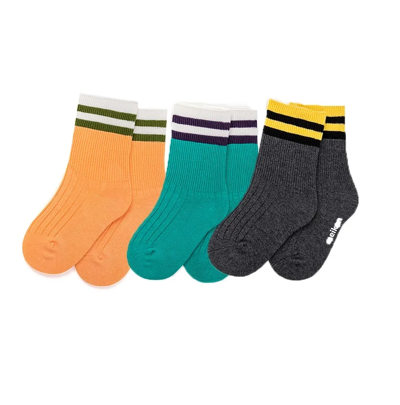 Children Breathable Knitted Custom Cotton Striped Kid Unisex Cute Socks for Boys Girls