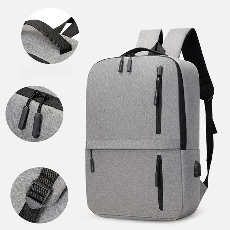 High quality fashion mens 3 pieces set laptop backpack messenger bag pencil case USB smart student school backpack
