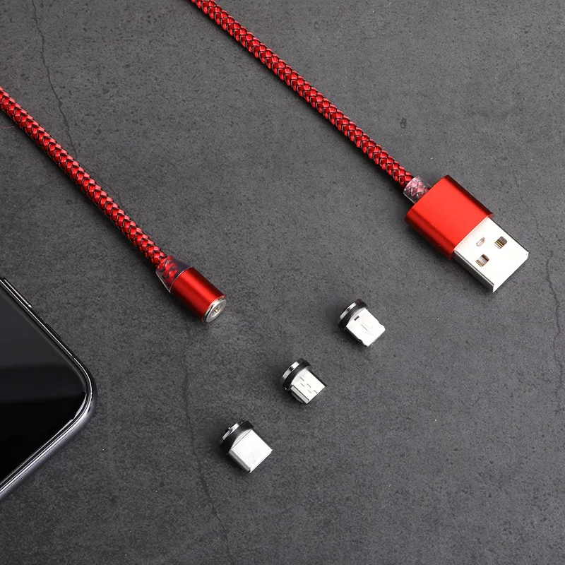 Wholesale customized 2.4a Mobile Phone data led charging  c micro 8pin usb charger cable 3 in 1 magnetic usb cable