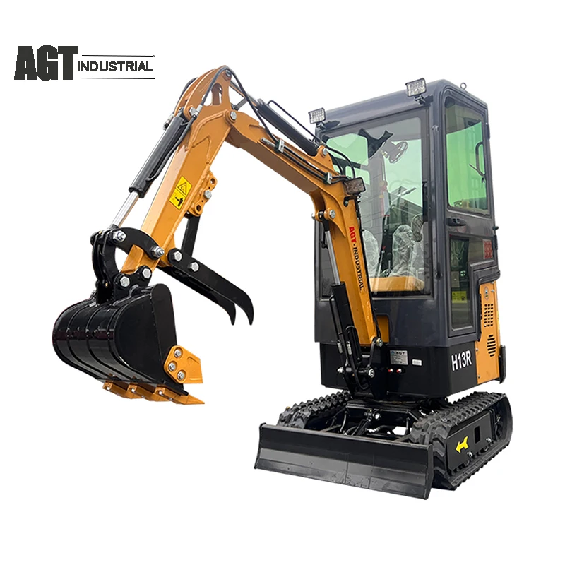 AGT Mini excavator with cab 1ton Hydraulic Crawler Machine Mini Excavator 1.2t