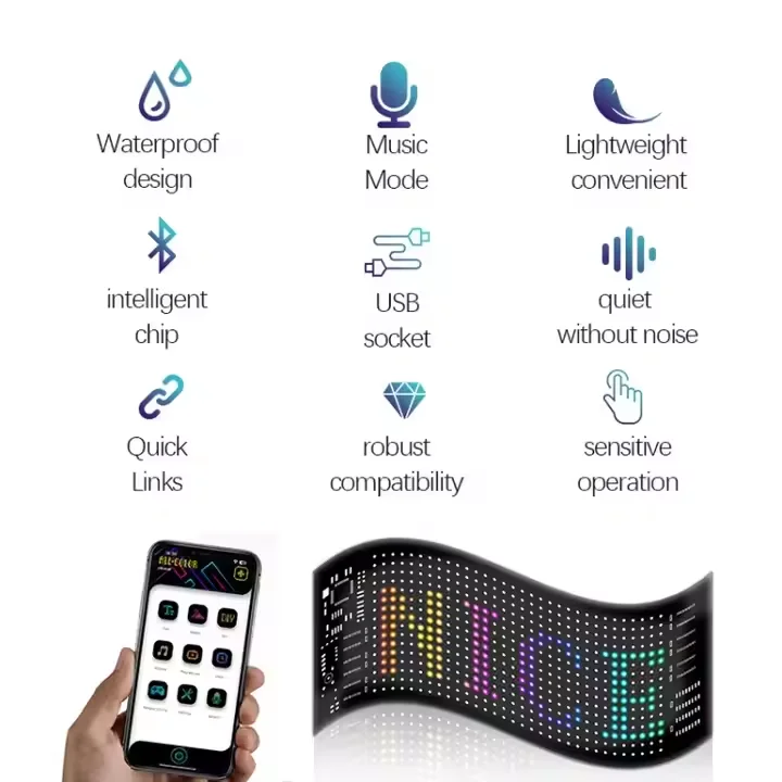 Waterproof App Flex LED Glow Car Rear Window Digital Display Sticker Programmable Flexible EL Panel