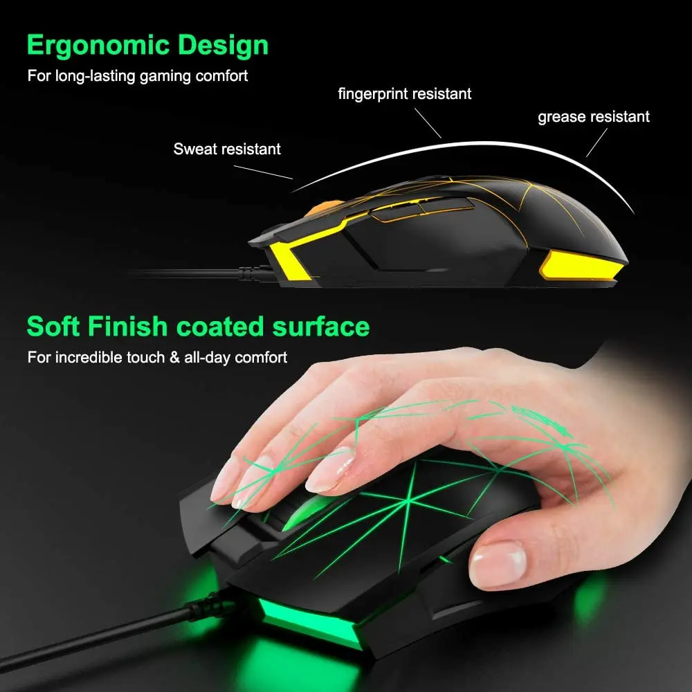 Геймерская мышь AJAZZ AJ52 RGB, 7 программируемых кнопок, эргономичная USB геймерская мышь со светодиодной подсветкой, компьютерный ноутбук, ПК, для Windows Mac OS