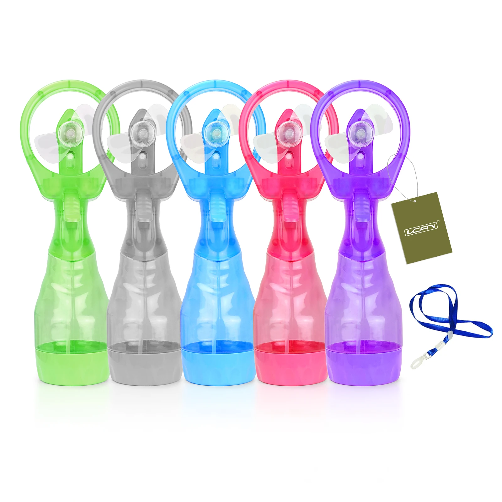 Outdoor Plastic Mini Cooling Air Fan Mister Spray Hand Portable Water Bottle Fan with Spray For Sport Beach Camping Travel