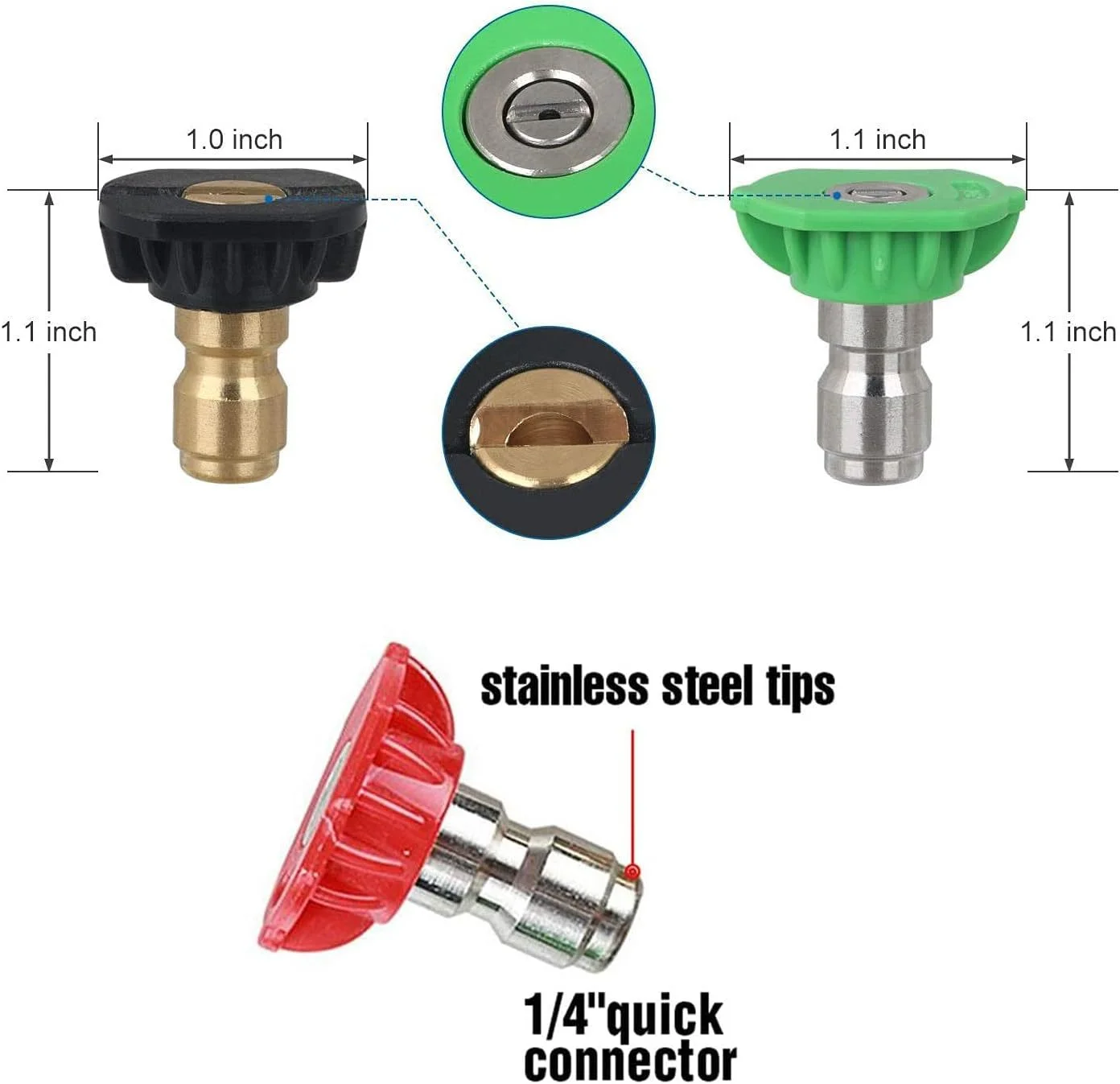 Stainless steel G1/4 quick insertion nozzle high-pressure cleaning machine, five color nozzle, car wash water gun nozzle