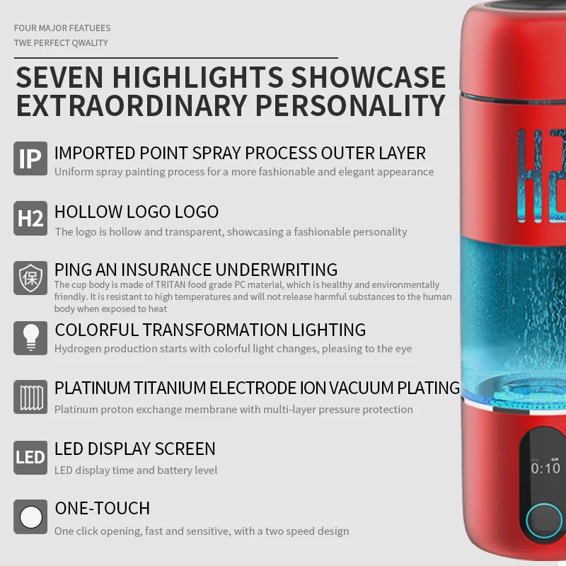 5000ppb Hydrogen Rich Water Cup Manufacturers Wholesale ultra Saturated Electrolytic Oxygen Separation 230ml