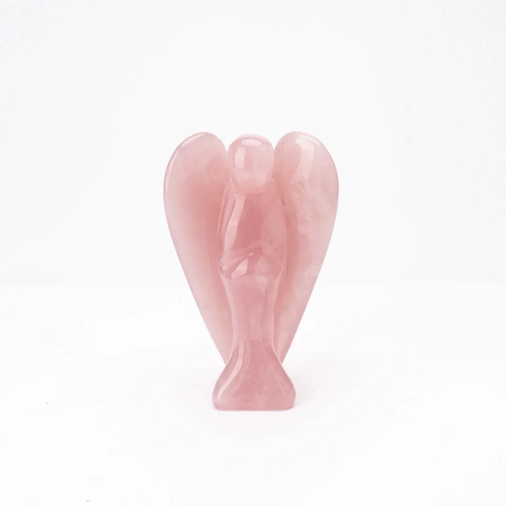 BZ JADE TIFA Wholesale Crystal fine carving 3-inch Angel crafts Pink color Rose Quartz Angel Statue handmade Statue for Gifts