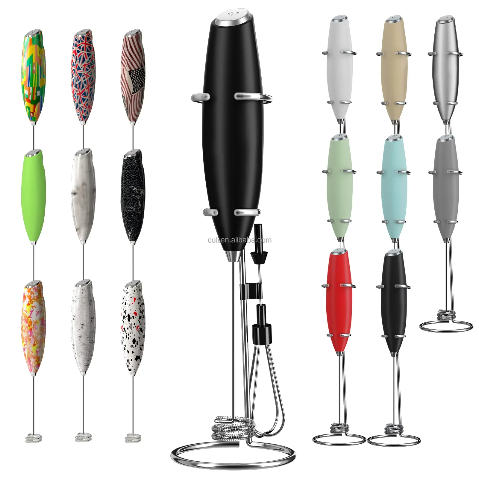 2024 battery operated auto hand coffee frother blender mixer drinks electric milk frother egg beater with coffee and Tea tools