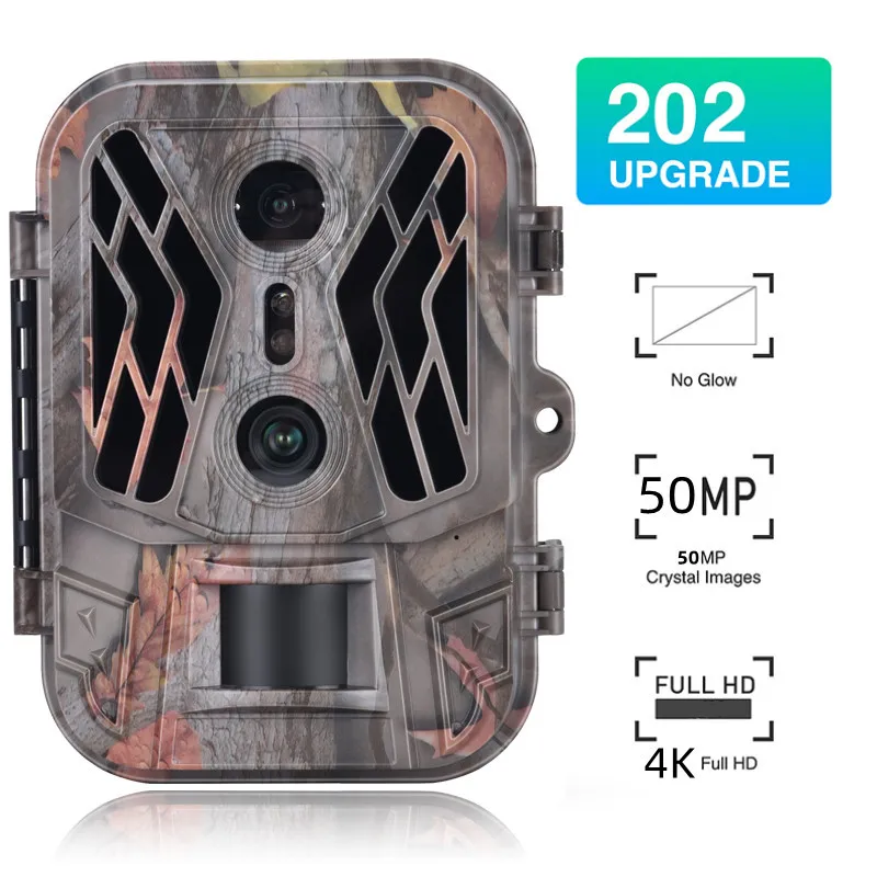Outdoor Trail Camera 50MP 4K Night Vision Trap Game Infrared Induction Triggered Photo Video Waterpoof Wildlife Scouting Cam