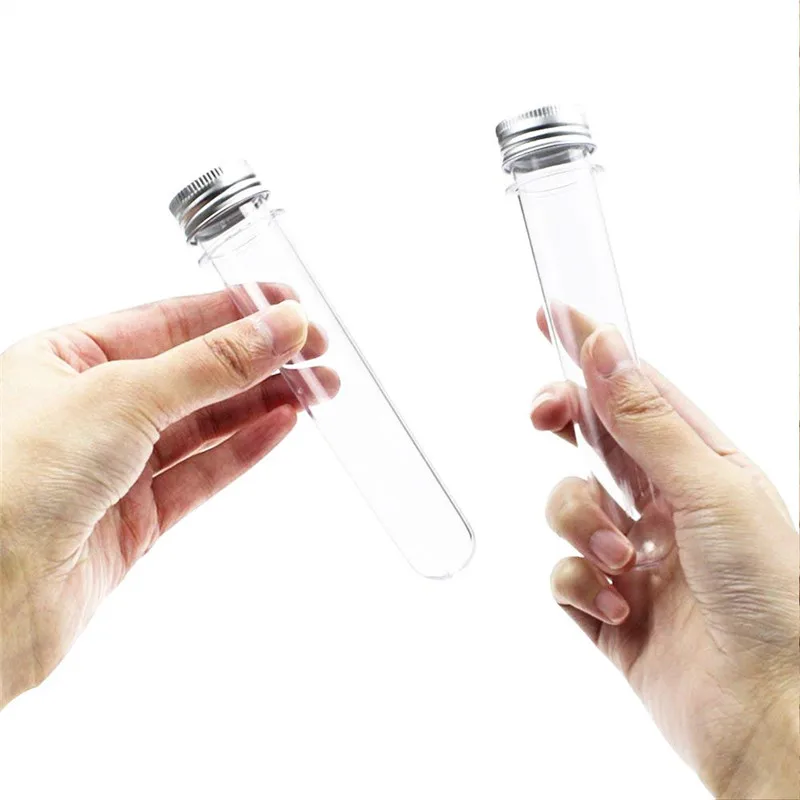 factory Wholesale Cheap Multiple Sizes PET plastic Test Tubes With aluminum Screw Caps