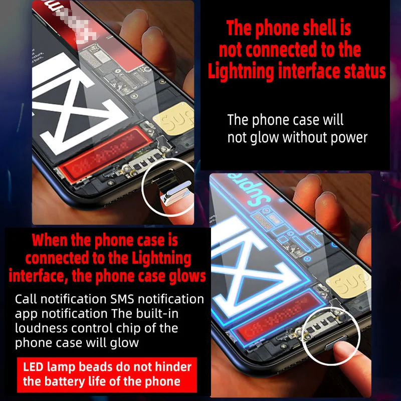 Anime Incoming Call Led Flashing glowing phone cases light up Luminous Glass led phone case for iPhone 13 Pro Max