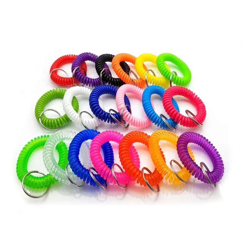 New Plastic Wrist Coil Key Chain Telephone Line Plastic Spring Ring Storage Keyring