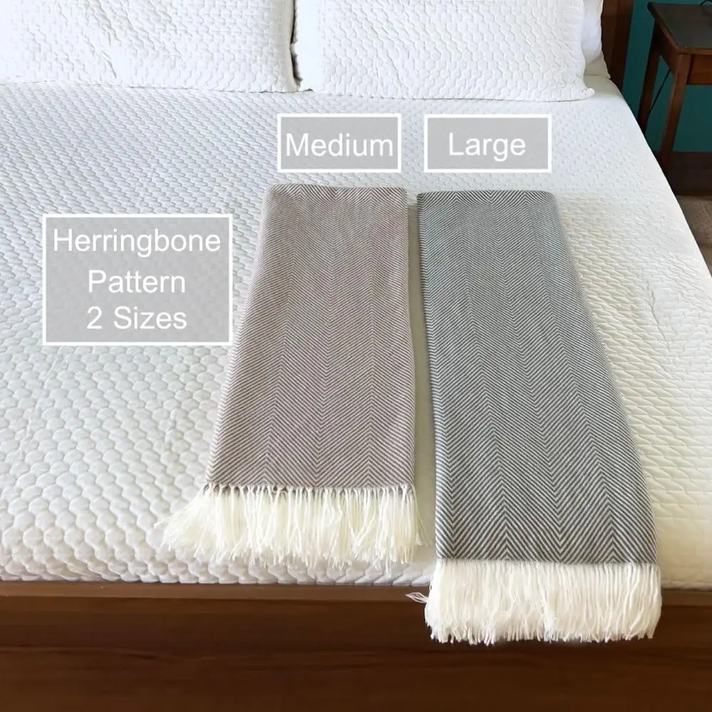 100% Baby Alpaca Wool Lightweight Herringbone Weave Throw Blanket Softer and Warmer than Wool Gentle on Skin Throw Blanket