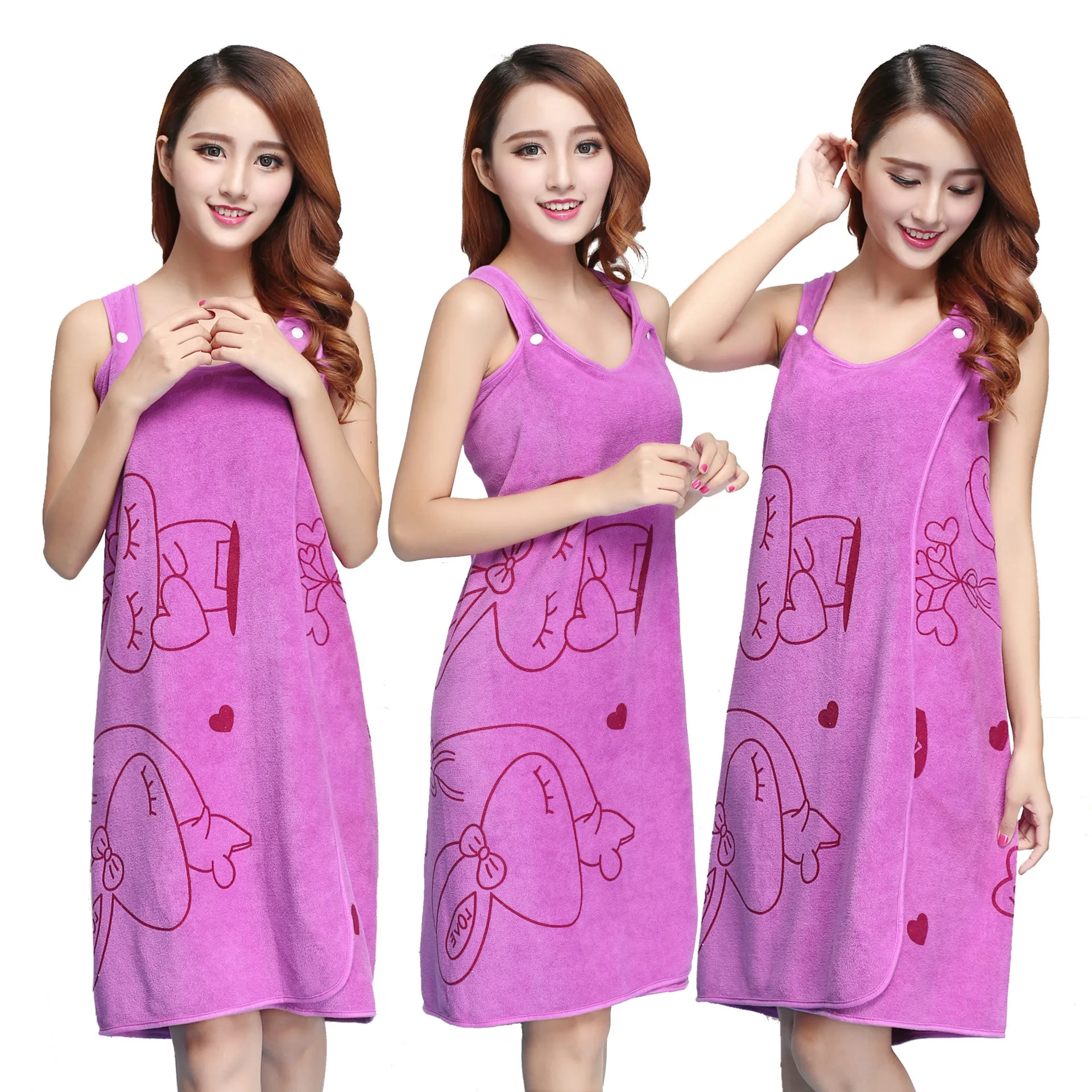 Manufacturer wholesale microfiber sexy women bath dress towel wearable bath robe towel