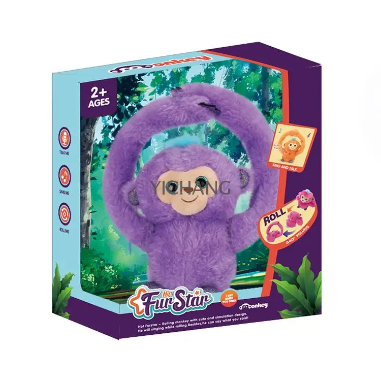 Kids electric portable tumble monkey recording dancing singing roll monkey baby plush toy