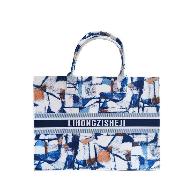 Factory Wholesale New Oil Paintinge Large Capacity Ladies Custom Felt Tote bag Women Handbag Gift Shopping Felt Bag