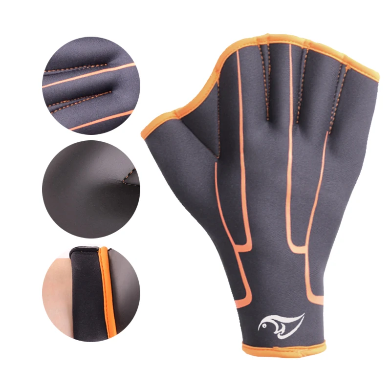 Customized colorful neoprene styrene butadiene rubber diving swimming paddling webbed hand gloves