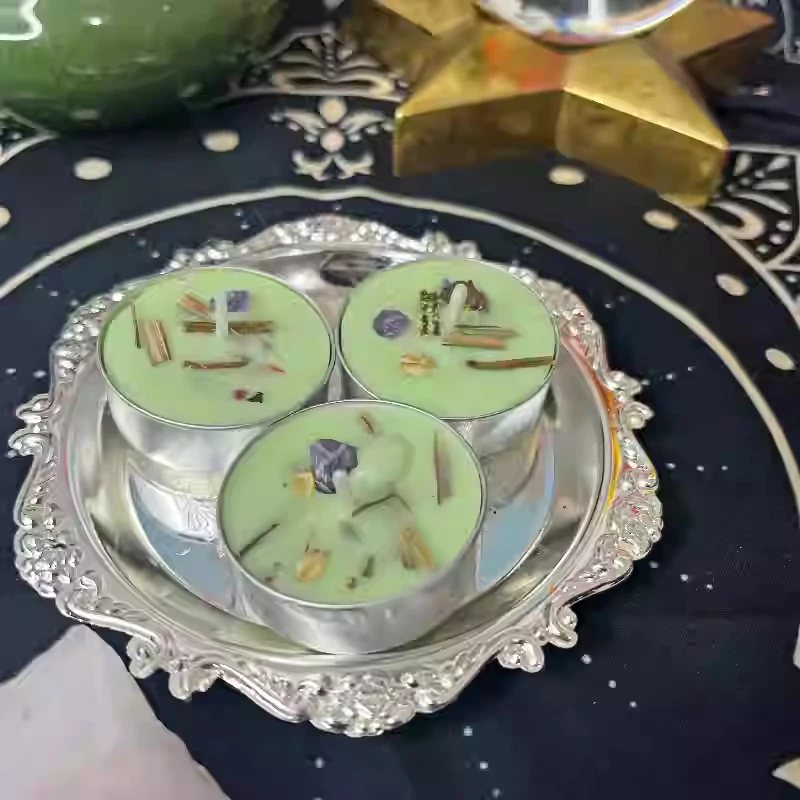 Handmade Magic Green Witch Herbs Votive Candle For Divination Exquisite Fragrance Oils Soy Wax Manifestation Tealight