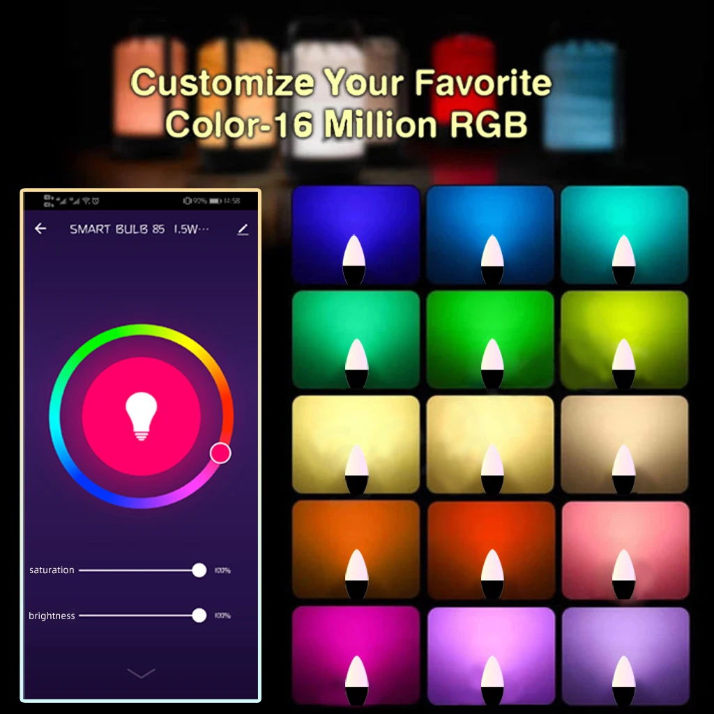 Wholesale Electronic Remote Control Chandelier Style Candle Wifi Light Music Zigbee Smart RGB 5W Bulbs Dimmable e14 Led Bulb