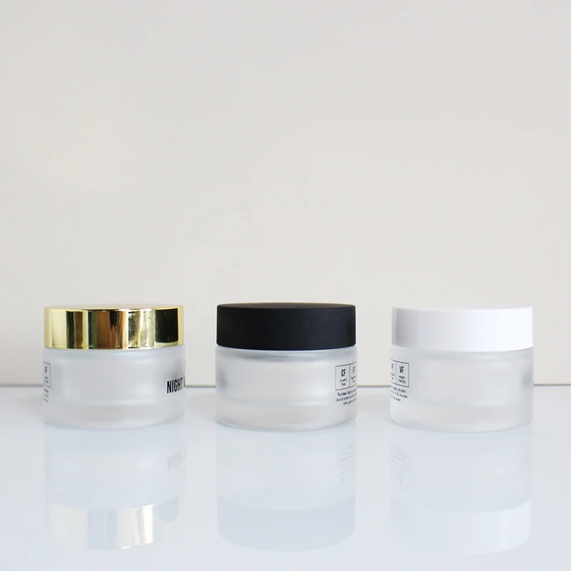 Hot sale Customization Cosmetic Glass Jar Frosted Clear 30g 50g 100g Glass Cream Jar with Bamboo Lids