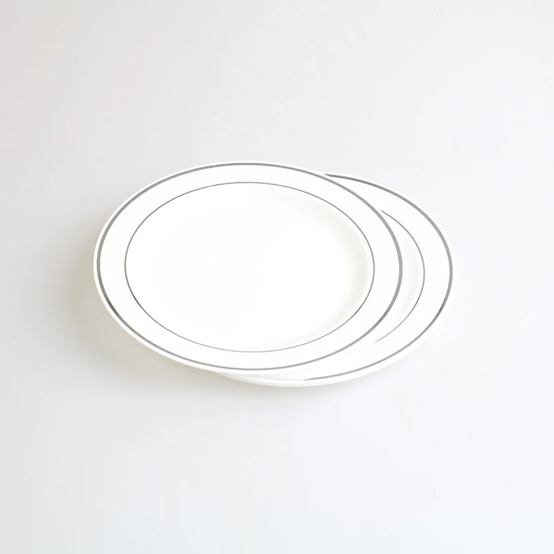 2020 popular china gold silver hot stamp PS disposable plastic plate for party wedding