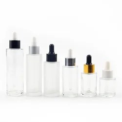 LOW MOQ Luxury Serum Essential Oil Hair Oil Glass Bottle Custom 30ml 60ml 1 oz 2 oz Clear Frosted Glass Bottle with Dropper