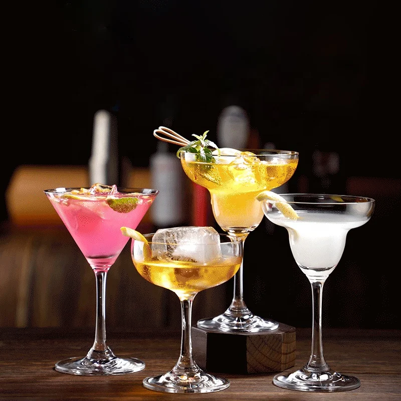 Handmade Customized Design Logo Printing Clear Crystal Cup Martini Cocktail Margarita Glass For Bar Party