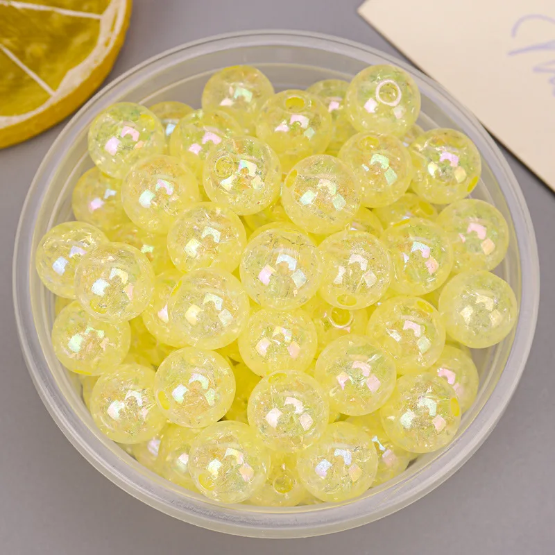Acrylic Plastic Lucite Beads Wholesale Loose Round 8mm 10mm Crack Floral Print Acrylic Bead for Bag Making