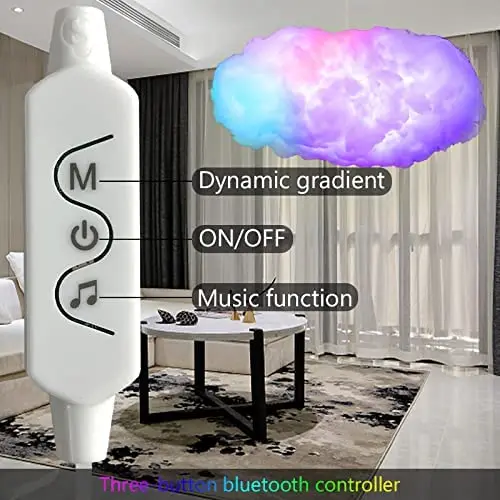 360 Degree Wireless Remote APP 3D Big Cloud lightning Light Kit Music Sync Warm White Multicolor lightning Changing Strip Lights