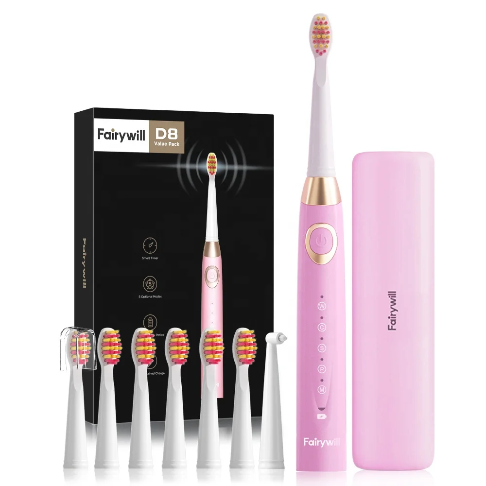Fairywill FW D8 Oral Care Rechargeable Vibrate Smart Timer Sonic Electrical Electronic Electric Tooth Brush Toothbrush