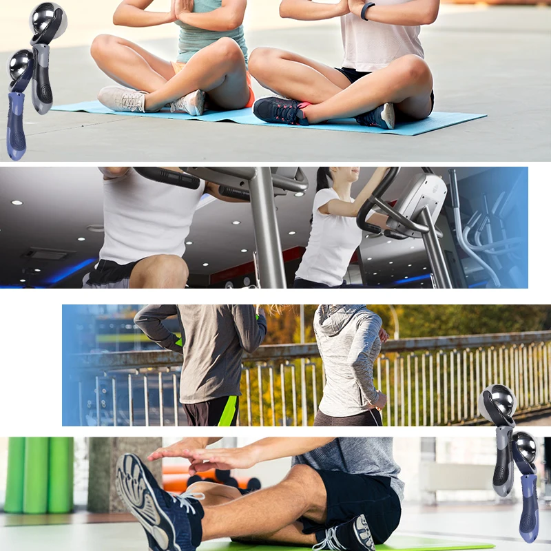 customization Hand-held Stainless Steel Ice Roller Massager With Handle Relaxes Muscle pain Cold Physiotherapy Massage Ball