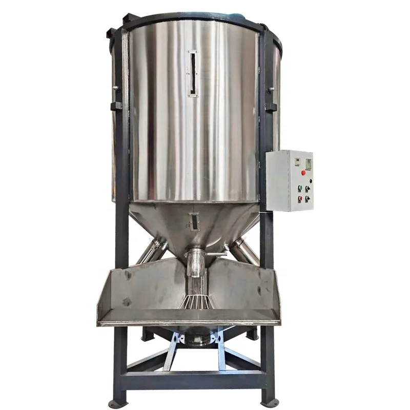 Stainless steel 500kg solid  plastic granular  rubber processing machinery hydraulic vertical mixer