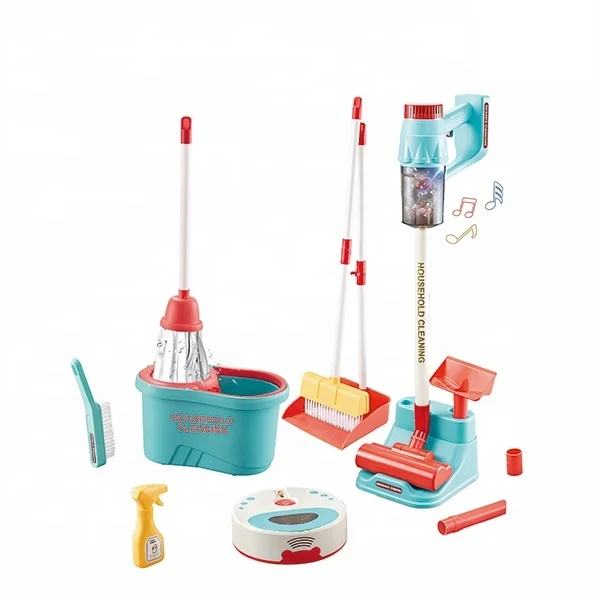 15 pcs Pretend Play Toys Electric Cleaning Toy Set Household Appliances Toy Set  With Music Light