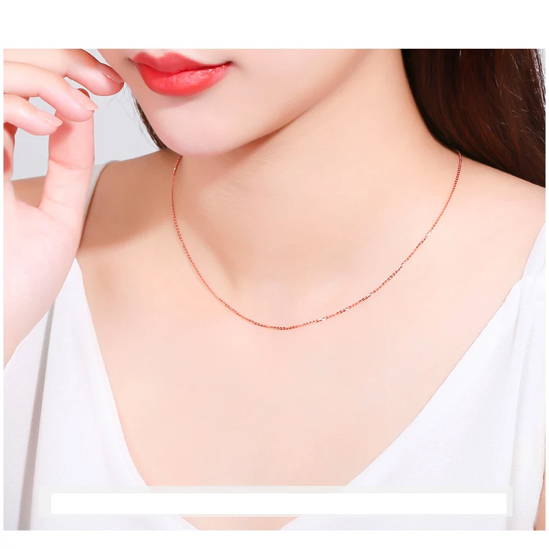 14K Real Gold O Chain Necklace Gold Rose Solid Chain