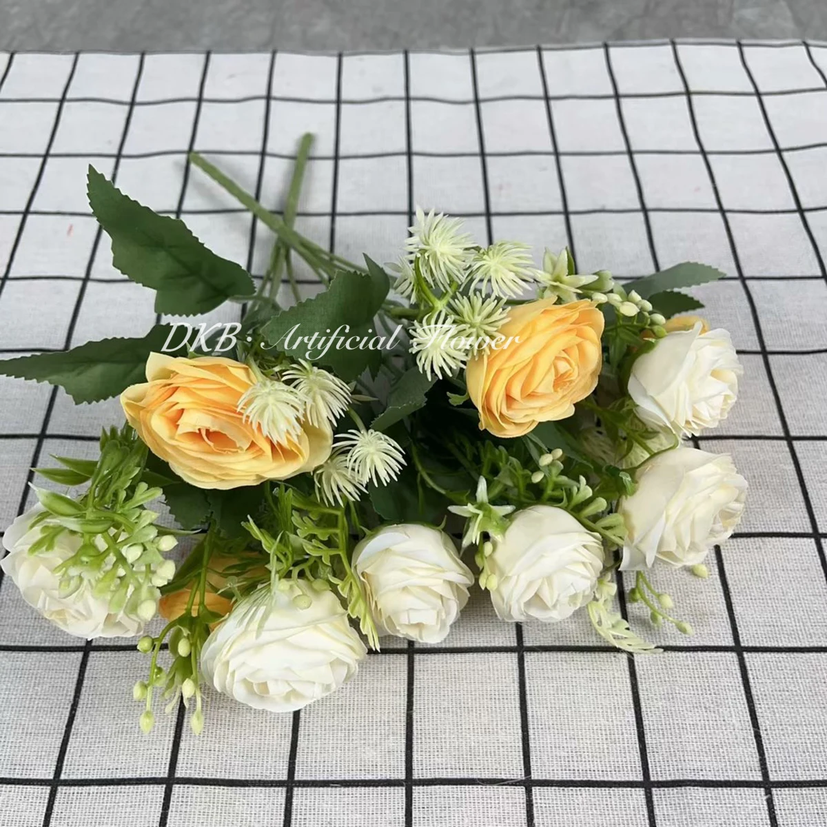 DKB low price wholesale Premium  wedding flowers 4 head fa ke silk dried rose artificial flowers