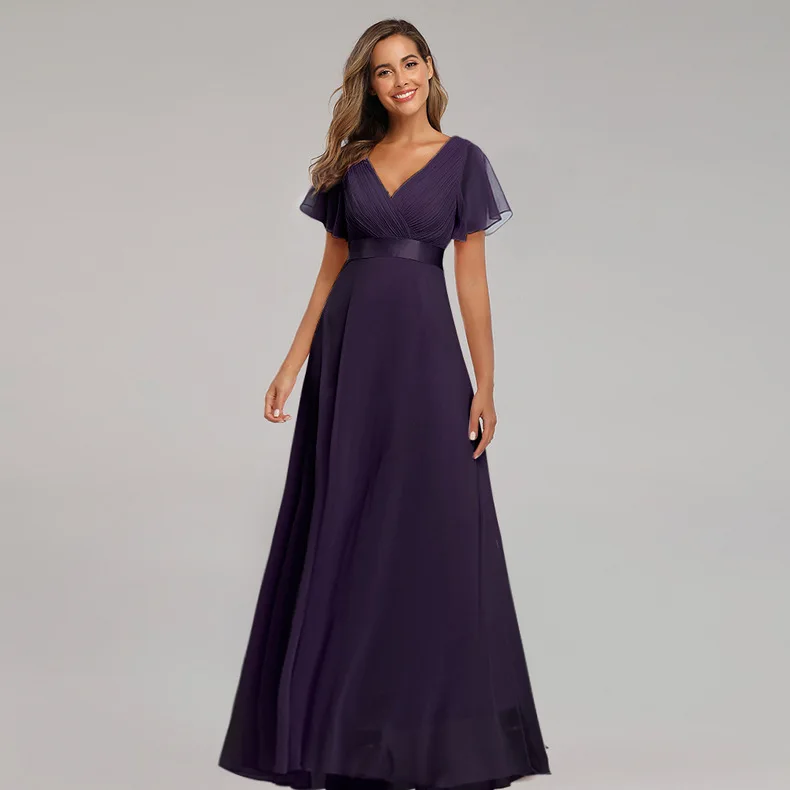 Wedding Party Bridesmaid Dresses Natural Maxi Women Short Sleeve Adults Sleeveless Straight Wholesale Price Chiffon Knitted