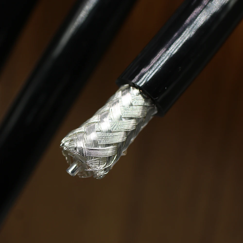 99.999 5N Pure Silver 1mm 1Core Coaxial Digital Audio Cable 9mm High Density Braided Foil FEP Shield RCA XLR Audio Signal Cord