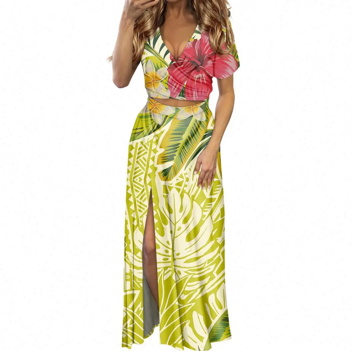 Hawaii Style Plus Szie Casual Dresses Custom Yellow Polynesian Tribal Designer Vintage Elegant Women Sexy Dress
