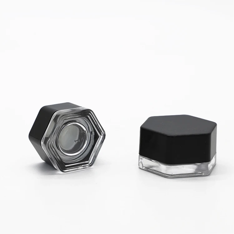 3g 5g 7g 9g white clear black glass matt gloss packaging cosmetic Hex  child proof glass jar for the eye cream with CR Cap