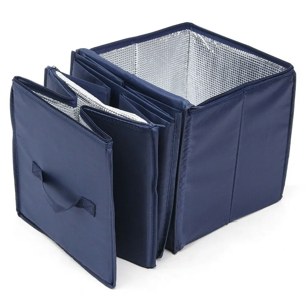 
4 Section Collapsible Heavy Duty Trunk Cargo Organizer Folding Tray With 2 Cooler Bag 