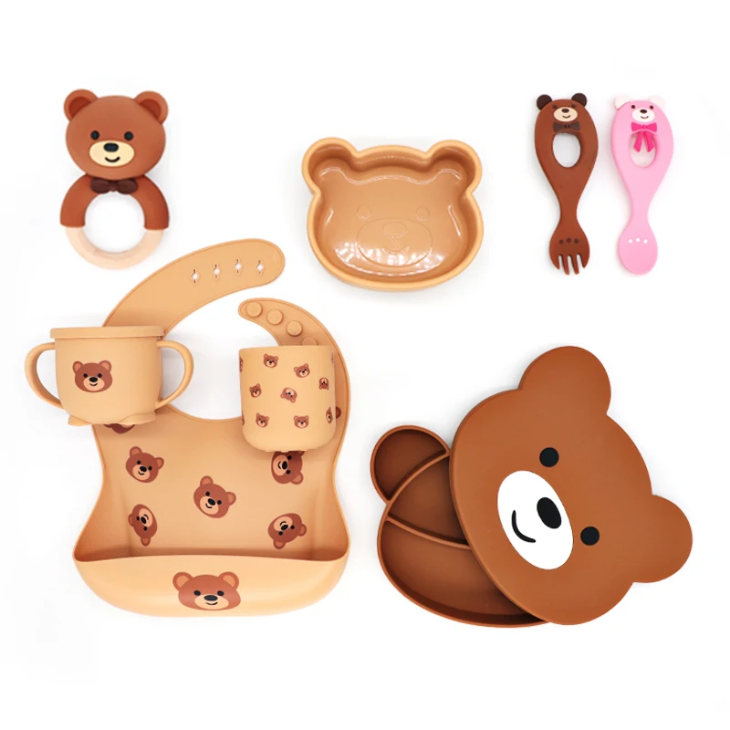 2024 Silicone Multi Color Bear Shape Organic Teether Baby Rattle Animal teeth Beads Hygienic Molar Children Toy