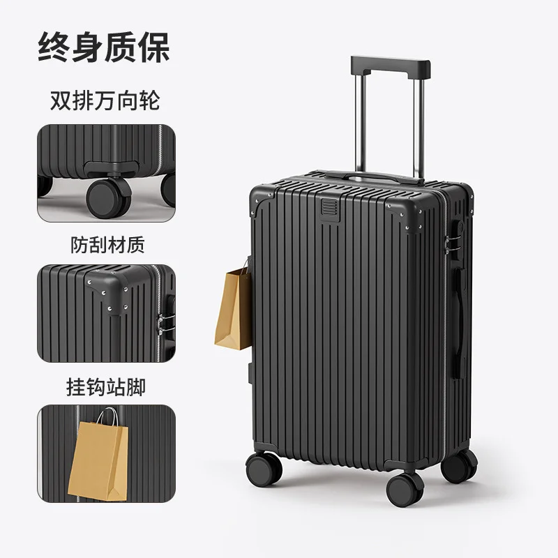 Multifunctional Carry-On Spinner Wheel Suitcase with Aluminum Frame and TSA Lock ABS Boarding Lockbox for Travel